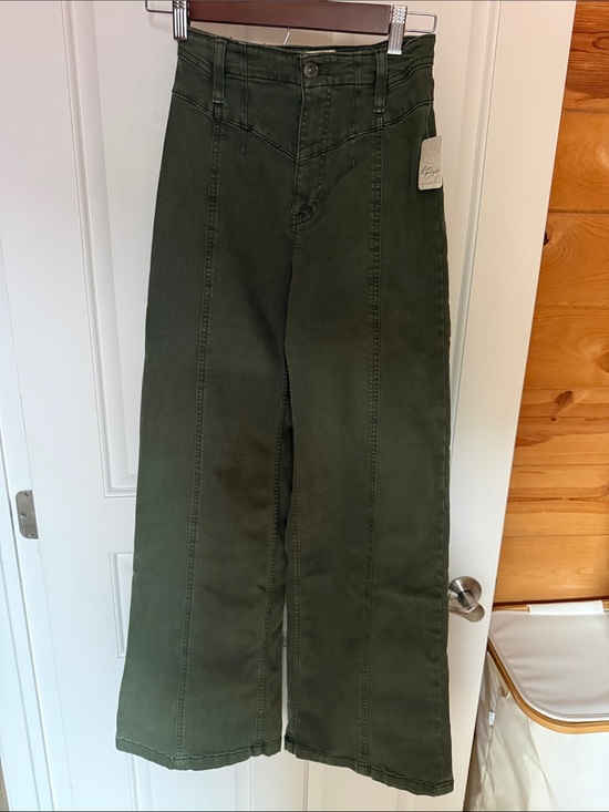 Free People Pants - Free People High-Waist Wide Leg Moss Green Pants